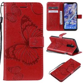 Flip Étui Pour Nokia 8.1/X7 Avec Support De Fente Pour Carte Flip Kickband Couverture Antichoc Couverture Magnétique Cuir Pu - Rouge