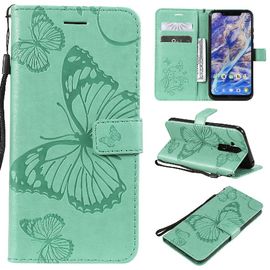Flip Étui Pour Nokia 8.1/X7 Avec Support De Fente Pour Carte Flip Kickband Couverture Antichoc Couverture Magnétique Cuir Pu - Vert