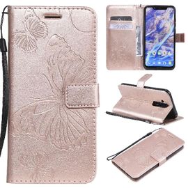 Flip Étui Pour Nokia 8.1/X7 Avec Support De Fente Pour Carte Flip Kickband Couverture Antichoc Couverture Magnétique Cuir Pu - Couleur Rose