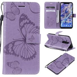Flip Étui Pour Nokia 8.1/X7 Avec Support De Fente Pour Carte Flip Kickband Couverture Antichoc Couverture Magnétique Cuir Pu - Violet