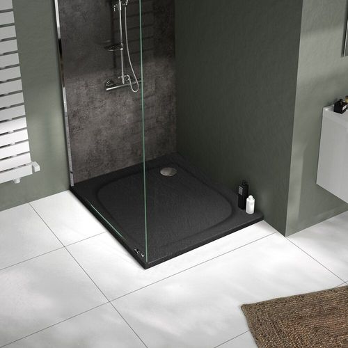 Receveur de douche carré effet pierre Mooneo - L. 80 x l. 80 cm - Noir