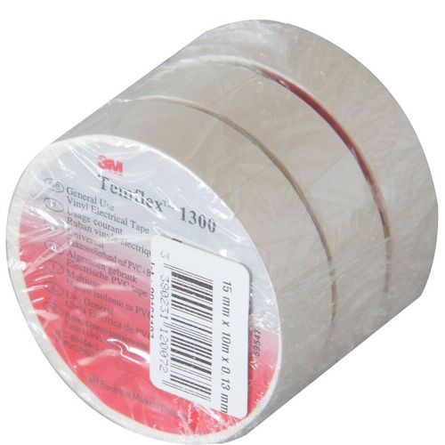 Lot de 3 rouleaux ruban adhésifs (15mm) 10m - Blanc