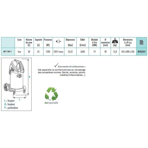 Aspirateur eau et poussières Sidamo - 20402041