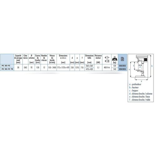 Perceuse à colonne 1100W - PC 30 FC SIDAMO