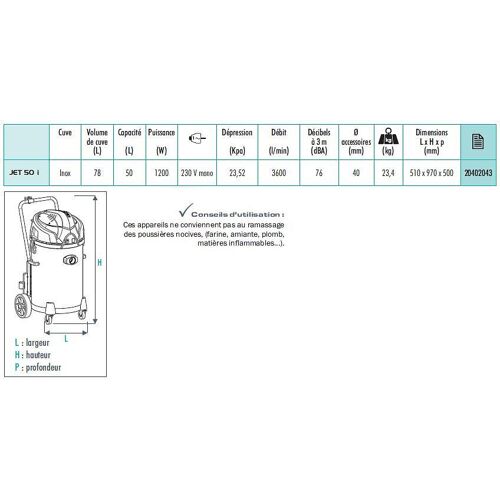 Aspirateur eau et poussières Sidamo - 20402043