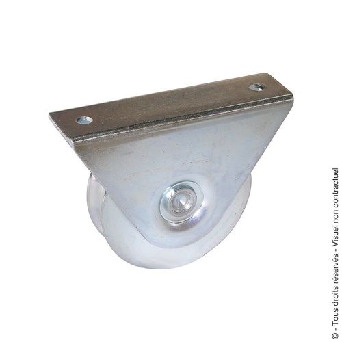 Roue à support extérieur acier zingué, H.85 x L.120 x P.36 mm