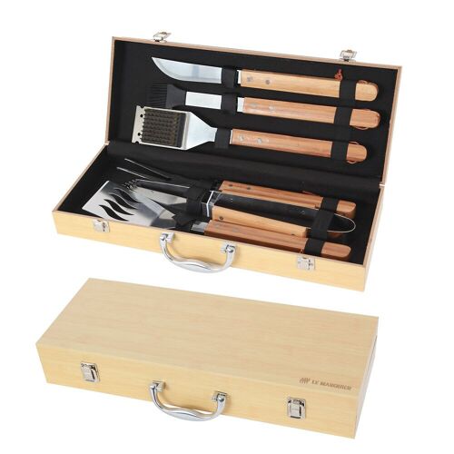 Ustensile barbecue Le Marquier MALETTE 6 USTENSILES BAMBOU