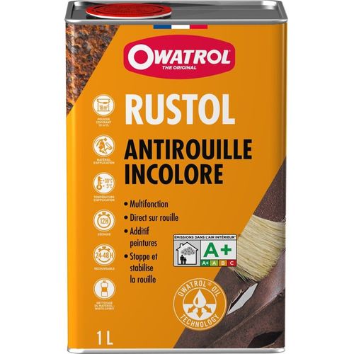 Rustol Owatrol Antirouille - Additif pour peintures 1L - Anti-rouille incolore direct sur rouille, base d'accrochage
