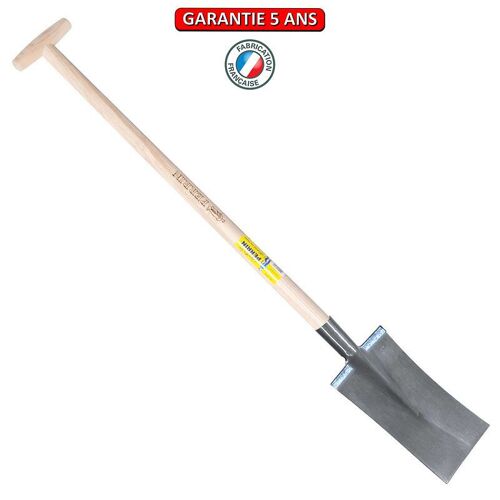 Bêche 28 cm avec deux rebords montés emmanché béquille tourné