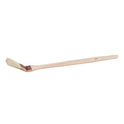 Pinceau brosse à radiateur et tuyau coudé sur plat 20mm fibre soie manche bois virole acier cuivré