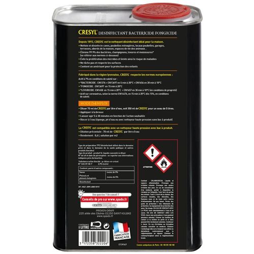 Désinfectant bactéricide fongicide Cresyl Spado 1L