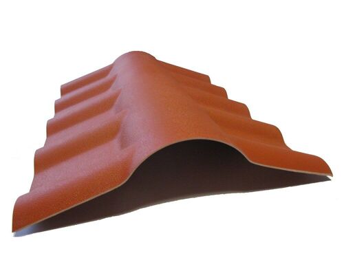 Faîtière PVC pour toiture imitation tuile moderne - Coloris - Terre cuite, Epaisseur - 15cm, Largeur - 43 cm, Longueur - 74 cm / L: 74 cm / l: 43 cm / E: 15cm / Terre cuite