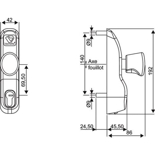 Module extérieur pour antipanique - bouton rotatif - PE 13/23AV inox VACHETTE