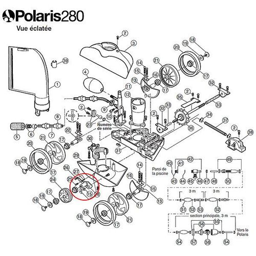 polaris - axe mobile de roue dentelée pour polaris 180/280 - c36