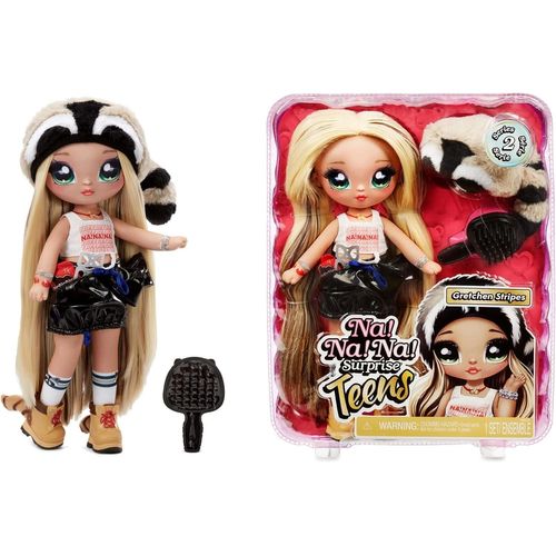wagner-Na Na Na Surprise Poupée Mannequin Teens ¿ À Collectionner ¿ Poupée En Chiffon & Tissu Blonde De 27,94 Cm,Inspirée Du Raton-Laveur-Gretchen Stripes