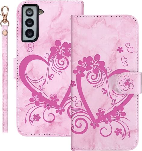 Coque Samsung Galaxy S21 Plus/S30 Plus Housse Cuir Pu D'amour Motif Flip Folio Etui Protection Pour Samsung Galaxy S21 Plus/Samsung Galaxy S30 Plus - Rose