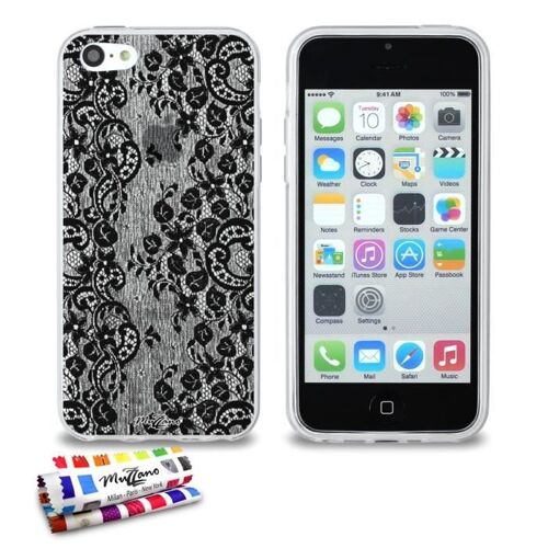 Coque Iphone 5c La Dentelle Noire Silicone Transparent Souple (Tpu)