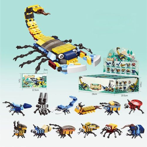 Blocs De Construction Insectes Jeu De Puzzles À Petites Particules Cadeau Pour Enfants [Scorpion Jeu De Blocs De Construction De 12 Pièces].
