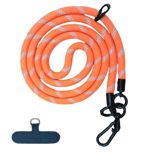 Cordon Universel Pour Téléphone Portable, Cordon Nylon Avec Patch Fixation Solide Léger 120cm - Orange - E.F.Connection