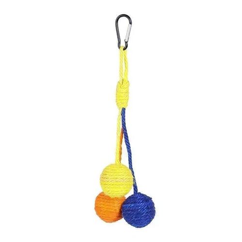 Jouet Interactif À Gratter Pour Chat,Balle En Sisal Avec Cloche Spatirée,Fournitures Pour Animaux De Compagnie.Yellow Orange Blue.