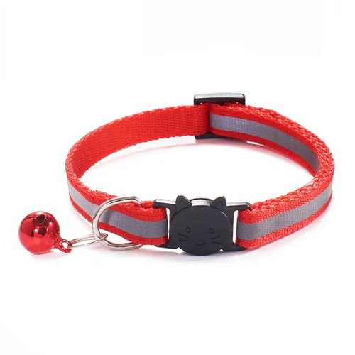 Collier À Encliqueter Réglable Avec Cloches Pour Chat,Accessoire Robuste En Nylon,Fournitures Pour Animaux De Compagnie.Red.1pc19-32cm