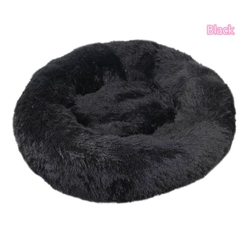 Lit Pour Chat Super Doux En Peluche,Lavable,Pleine Taille,Lit Calme,Beignet,Artefact De Couchage Confortable,Adapté À Toutes Sortes De Chats.Black.L