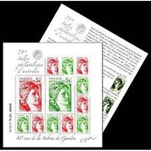 71ème Salon Philatélique D'Automne : 40ème Anniversaire De La Sabine De Gandon Feuillet 5179 Avec Notice Année 2017 N° 5179 5180 5181 5182 Yvert Et Tellier Luxe
