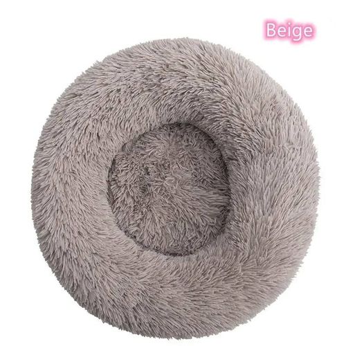 Lit Pour Chat Ultra Doux À Cheveux Longs,En Peluche,Lavable,Apaisant,Beignet,Artefact De Couchage Confortable.Beige.40cm