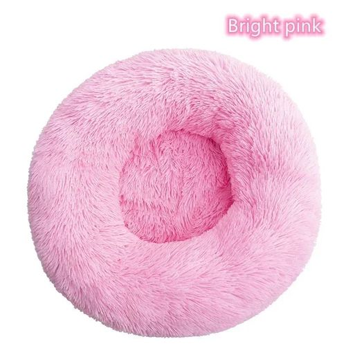 Lit Pour Chat Ultra Doux À Cheveux Longs,En Peluche,Lavable,Apaisant,Beignet,Artefact De Couchage Confortable.Bright Pink.40cm