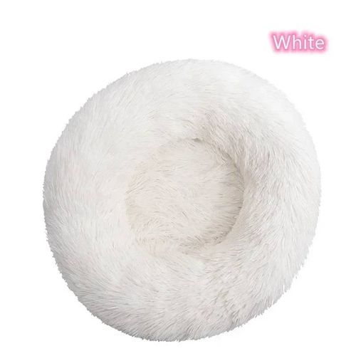 Lit Pour Chat Ultra Doux À Cheveux Longs,En Peluche,Lavable,Apaisant,Beignet,Artefact De Couchage Confortable.White.40cm