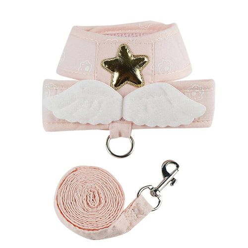 Ensemble Harnais Et Laisse Pour Chat Angel Wing,Harnais De Gilet Réglable Pour Chaton Pour La Marche,Maille Douce Anti-Fuite,Respirant Et Confortable.Violet.L