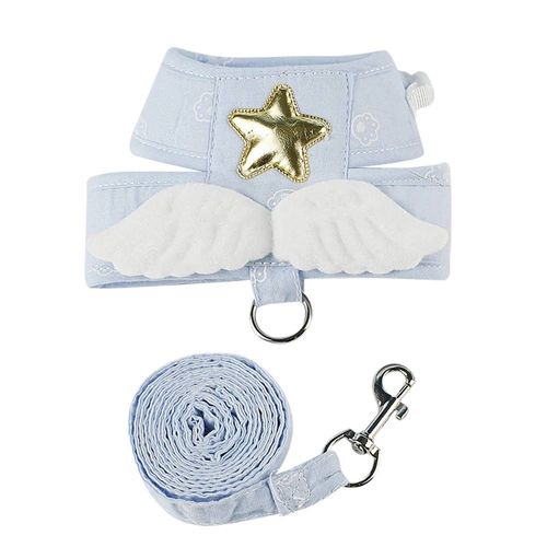 Ensemble Harnais Et Laisse Pour Chat Angel Wing,Harnais De Gilet Réglable Pour Chaton Pour La Marche,Maille Douce Anti-Fuite,Respirant Et Confortable.White.L