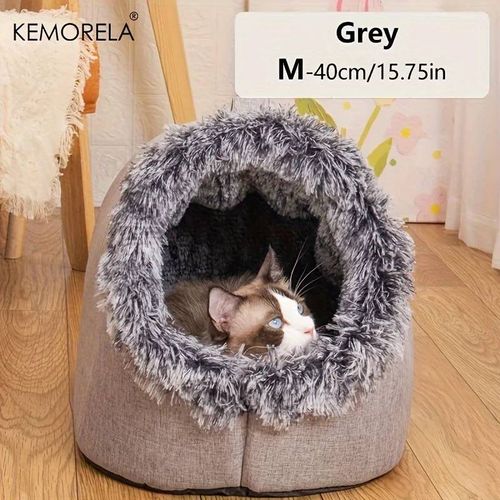 Lit Pour Chat Lit De Couchage Confortable Pour Animaux De Compagnie,Lit Pour Chat Portable Lit Pour Animaux De Compagnie Chaud Et Épaissi Avec Poignée Lit Pour Chat Portable.Grey M.