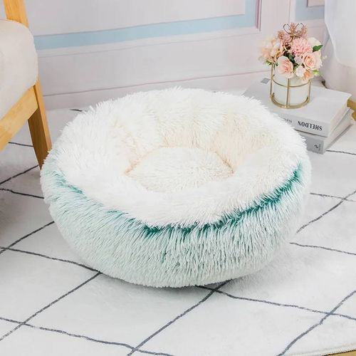Lit Pour Chat Rond En Peluche Longue Pour Une Sieste Confortable Et À La Mode.Green.40cm
