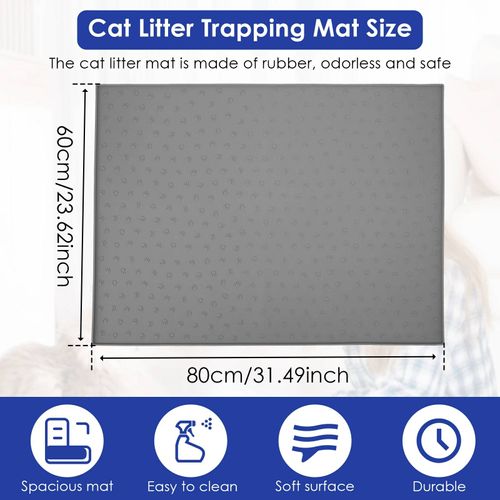 Polymères De Litière En Silicone Imperméables Pour Chat,Coussin De Boîte À Litière Pour Animal De Compagnie,Lit Lavable,Facile À Nettoyer,Tampon De Toilette Antidérapant,Napperons,.Grey L.