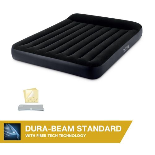 Matelas gonflable Intex - Pillow Rest Classic - 2 personnes - 152x203x25 cm (LxLxH) - Bleu - Motopompe intégrée