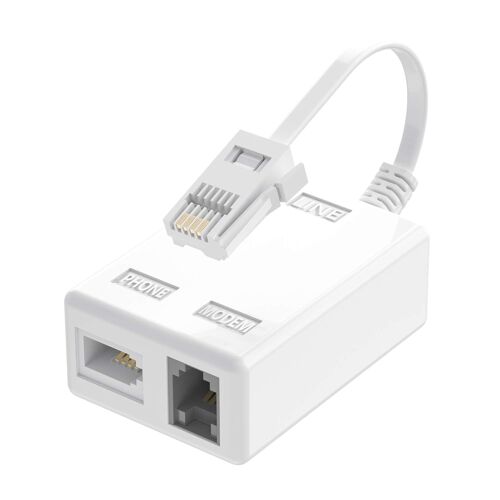 Prise Bt Vers Adsl Rj11 Répartiteur De Microfiltre Internet Haut Débit, Bt Mâle Vers Bt Et Rj11 Femelle Pour Modem Fixe Routeur Wifi Prise Téléphone Prise Blanc Câble Répartiteur Sky, Bt