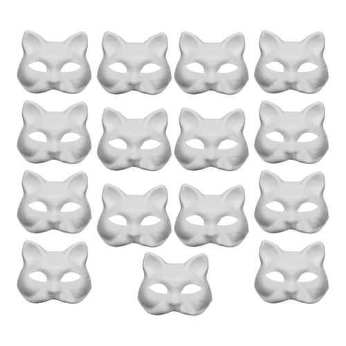 15 Pièces De Chat En Papier Blanc Bricolage Avec Peintures Acryliques - Personnalisés Peints À La Main Pour Les Soirées Dansantes, Célébrations