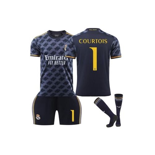 Real Madrid Maillot Extérieur 2023/24 Courtois #1 Ensemble Football 3 Pièces Maillot Short Chaussettes
