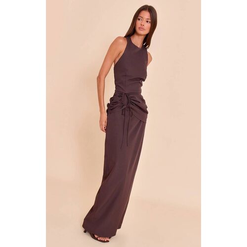 Robe Longue Dos Nageur Froncée Gris Foncé, Gris