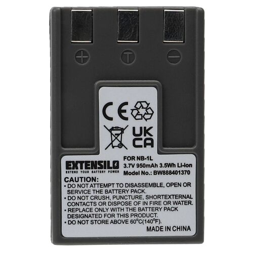 Batterie EXTENSILO compatible avec les appareils photo Canon Digital Ixus 330, 400, 300, V, 430, 500, V2, V3 (950 mAh, 3.7 V, Li-Ion)