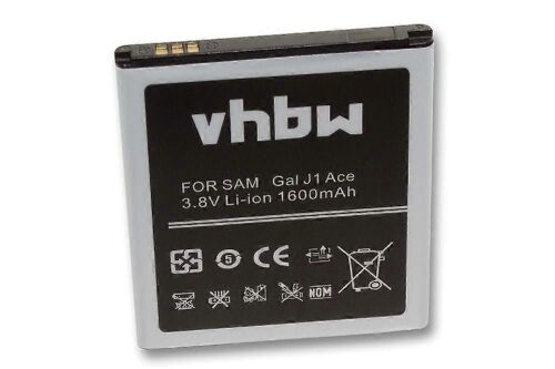 Batterie Vhbw Compatible Avec Samsung Galaxy J1 Ace Dual Sim 3g, J1 Ace Duos 4g, J1 Ace 3g Duos, J1 Ace Mobile Phone Smartphone (1600mah, 3.8v, Li-Ion)