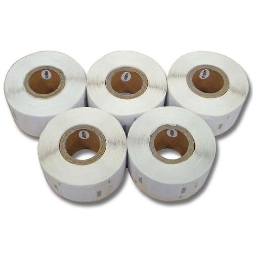 vhbw 5x Rouleau d'étiquettes 12mm x 24mm (1000 étiquettes) compatible avec l'imprimante d'étiquettes intelligente Seiko SLP 430, SLP 420, SLP 450, SLP 440