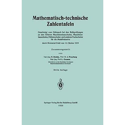 Mathematisch-Technische Zahlentafeln