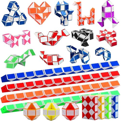FEW-15 Pièces avec 24 Blocs Serpent Magique Snake Puzzle, Mini Magic Snake Cube, Twist Puzzle Toy, Casse Tete Enfant, Idées Cadeau Anniversaire Enfants, pour Enfants et Adultes