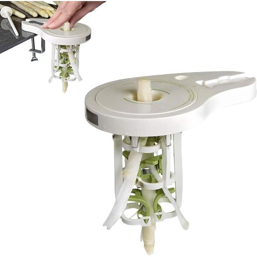 Few-Avec 6 Lames De Précision, Éplucheur Manuel Sans Courant Pour Asperges Et Légumes, Avec Pilon Et Serre-Joint Pour Montage Sur Table, Blanc