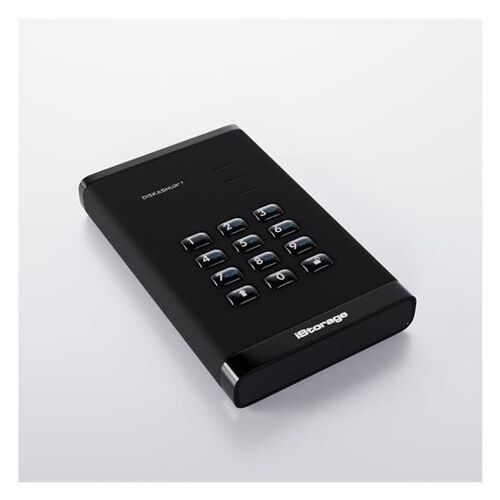 iStorage diskAshur³ - Disque dur - chiffré - 4 To - externe (portable) - USB 3.2 Gen 1 - 256-bit AES-CBC, 256-bit AES-XTS, AES-ECB, FIPS 140-3 Level 3 - diamant noir - Conformité TAA