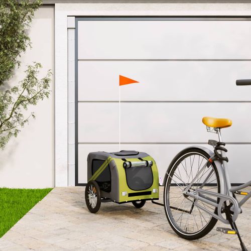 Vidaxl Remorque De Vélo Pour Animaux De Compagnie Vert Et Gris