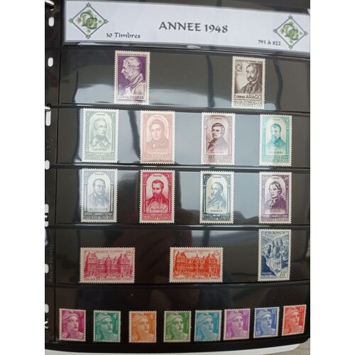 Timbres Neufs - France - Collection - Année 1948
