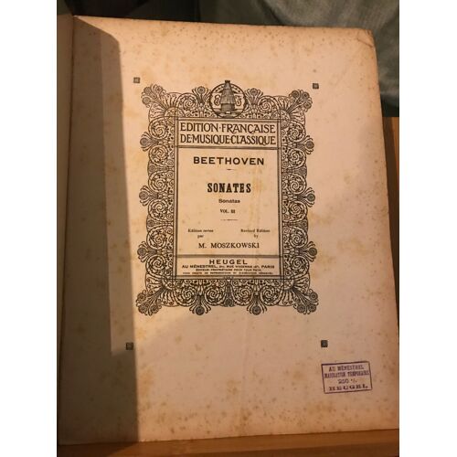 Beethoven Sonates Pour Piano Volume 3 Partition Rev. Moszkowski Éditions Heugel